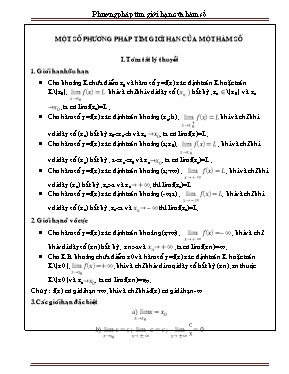 Một số phương pháp tìm giới hạn của một hàm số